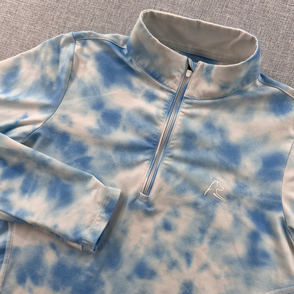 Rhoback Cloud Tie Dye 1/4 Zip Pullover Women Small Blue Stretch Athleisure Q-Zip